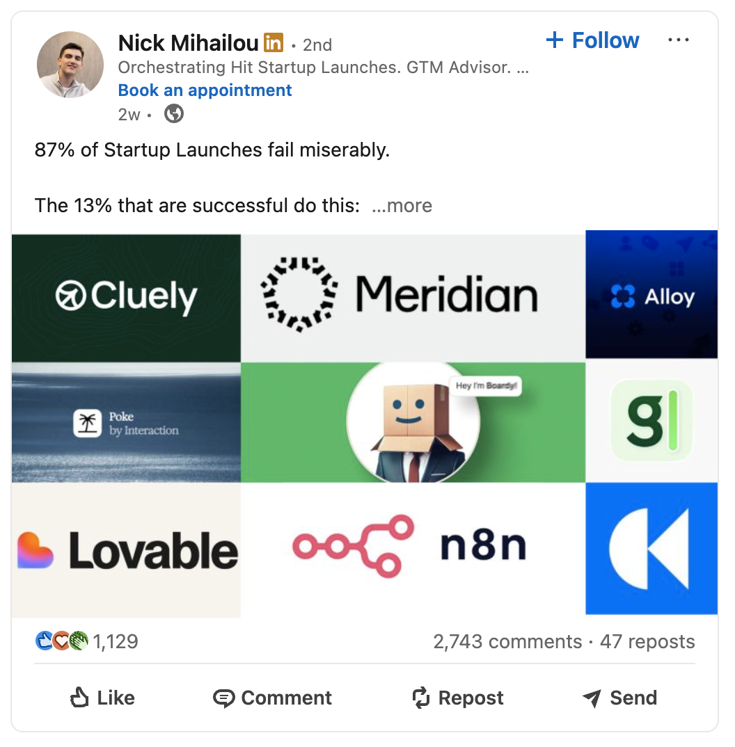 Nick Mihailou client results and LinkedIn performance
