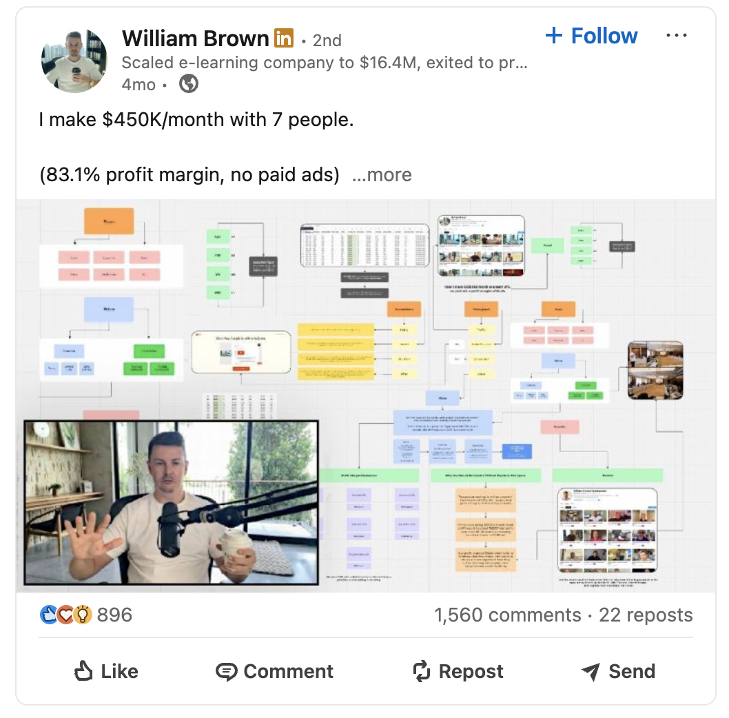 Original client LinkedIn post and its engagement, example 3